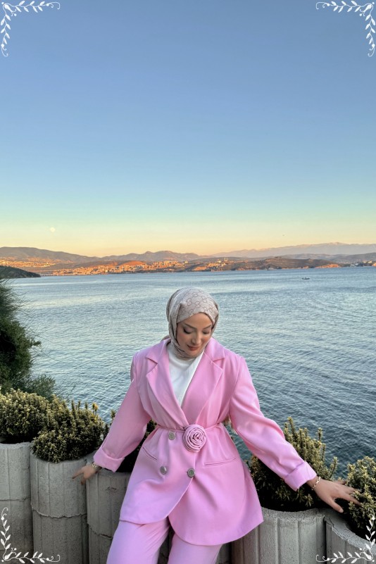 Pembe Bonica Blazer Takım