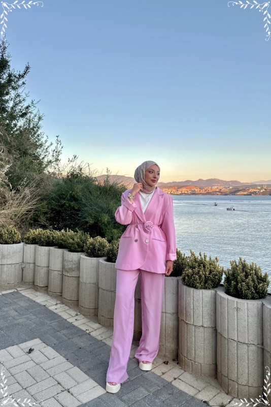 Pembe Bonica Blazer Takım