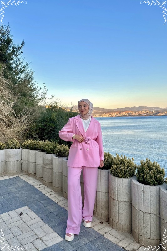 Pembe Bonica Blazer Takım